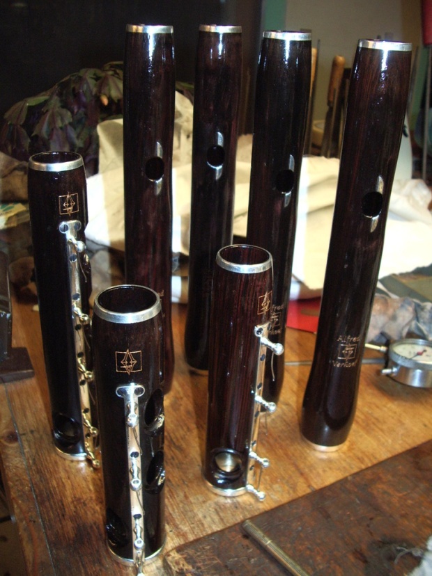 wooden concert flutes in oil